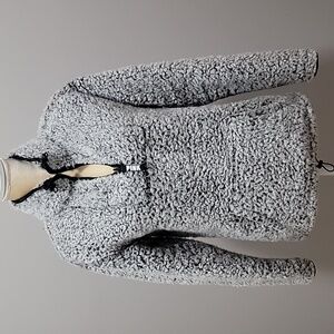 Victoria's Secret Pink Sherpa Quarter-zip Pullover Sz.XS Frosted Marl Grey